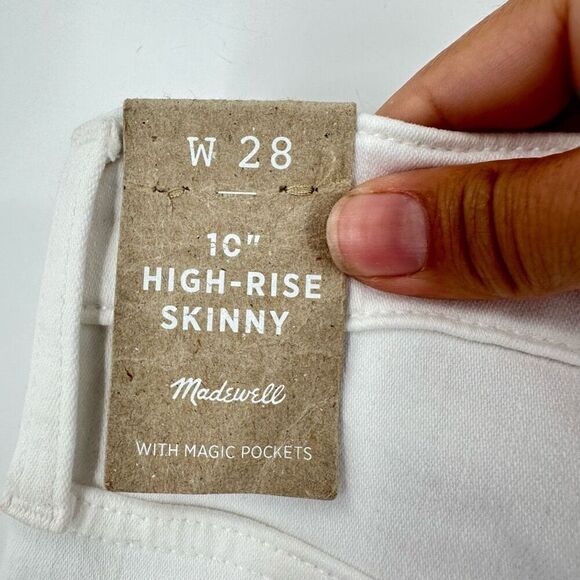 NWT Madewell 10" High-Rise Skinny Jeans Pure White magic pockets Size 28‎ Size 6 - Picture 4 of 15